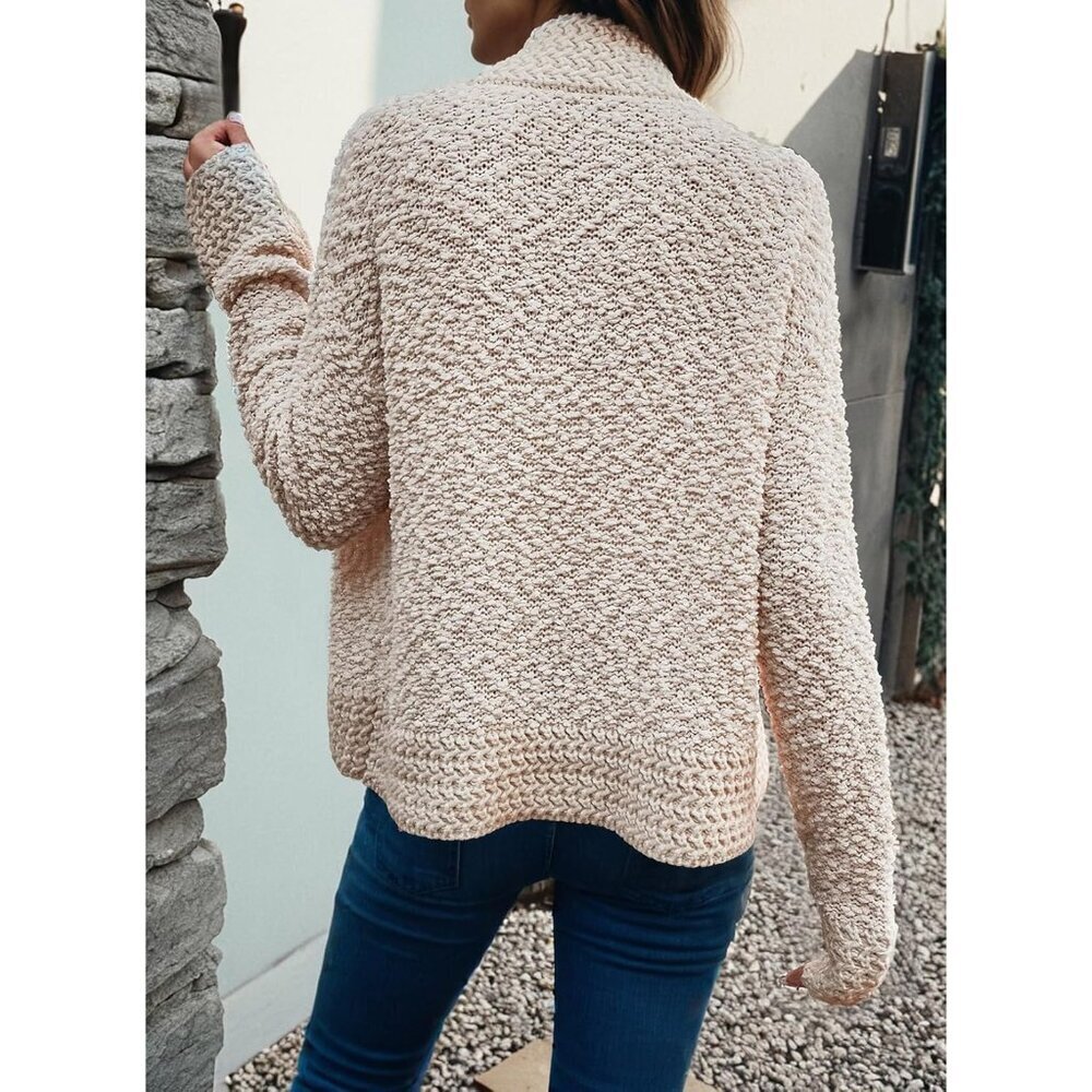 Women's Chunky Knit Cardigan Acrylic Large Open Front Long Sleeve Cozy - Picture 4 of 6